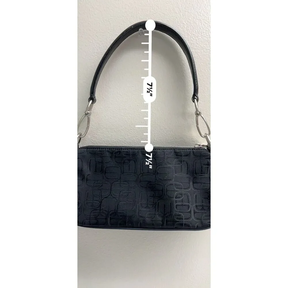 Express black nylon baguette with silver tone hardware